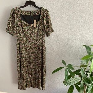 JCrew Pink/Green/Black Floral Dress, NWT, Size 8